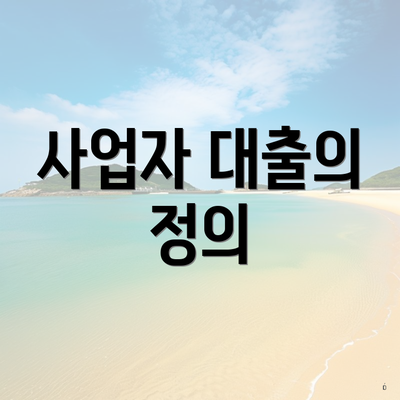 사업자 대출의 정의