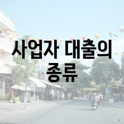 사업자 대출의 종류