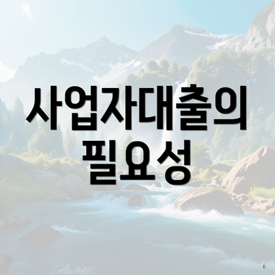 사업자대출의 필요성