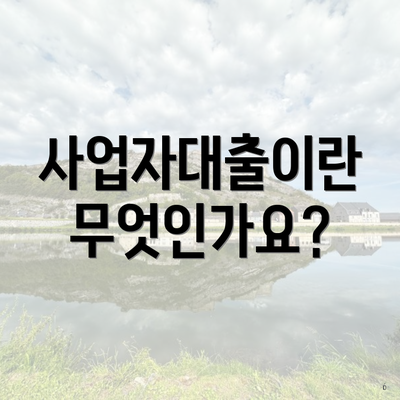 사업자대출이란 무엇인가요?