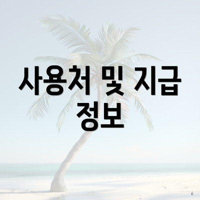 사용처 및 지급 정보