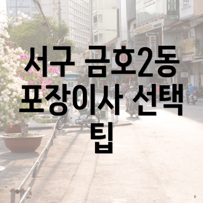 서구 금호2동 포장이사 선택 팁
