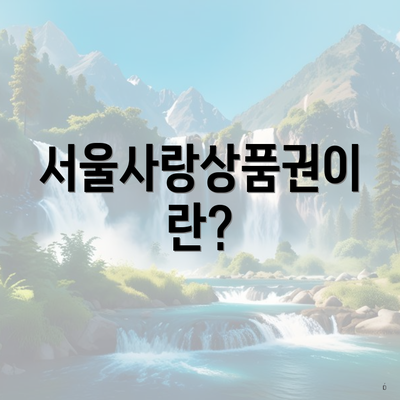 서울사랑상품권이란?