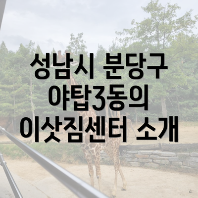 성남시 분당구 야탑3동의 이삿짐센터 소개