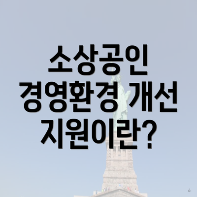 소상공인 경영환경 개선 지원이란?