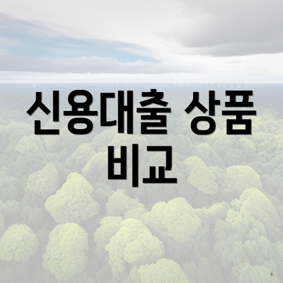 신용대출 상품 비교