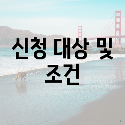 신청 대상 및 조건