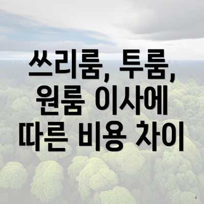 쓰리룸, 투룸, 원룸 이사에 따른 비용 차이