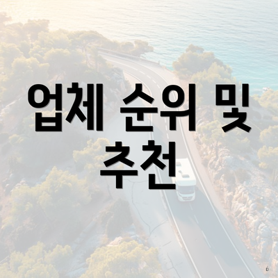 업체 순위 및 추천