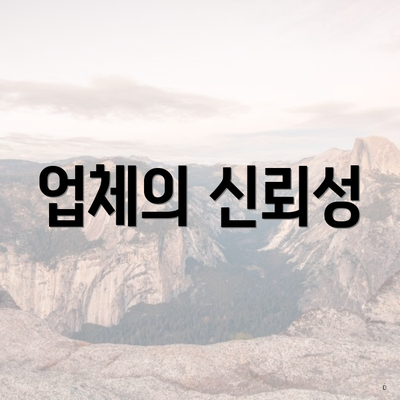 업체의 신뢰성