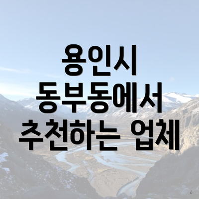 용인시 동부동에서 추천하는 업체