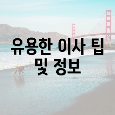 유용한 이사 팁 및 정보