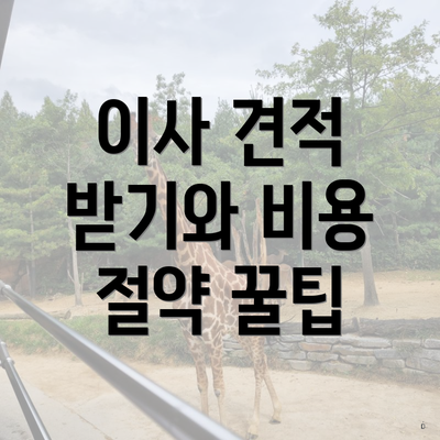 이사 견적 받기와 비용 절약 꿀팁