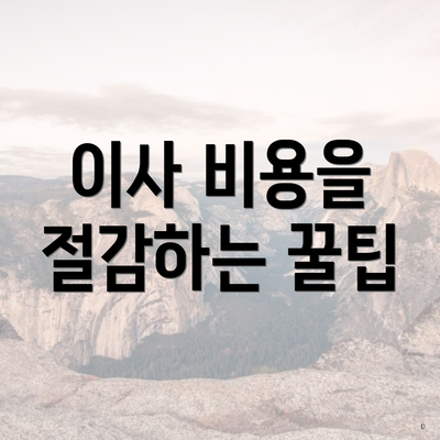 이사 비용을 절감하는 꿀팁
