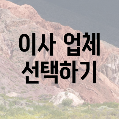 이사 업체 선택하기