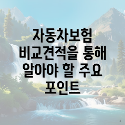 자동차보험 비교견적을 통해 알아야 할 주요 포인트