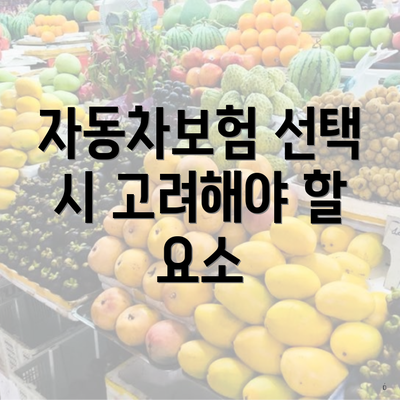 자동차보험 선택 시 고려해야 할 요소