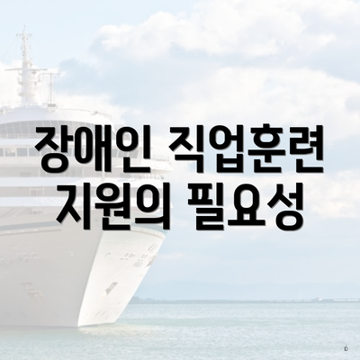 장애인 직업훈련 지원의 필요성