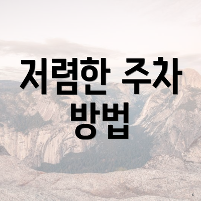 저렴한 주차 방법