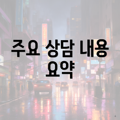 주요 상담 내용 요약