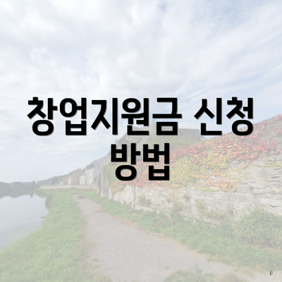 창업지원금 신청 방법