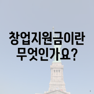 창업지원금이란 무엇인가요?
