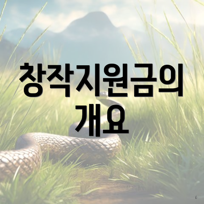 창작지원금의 개요