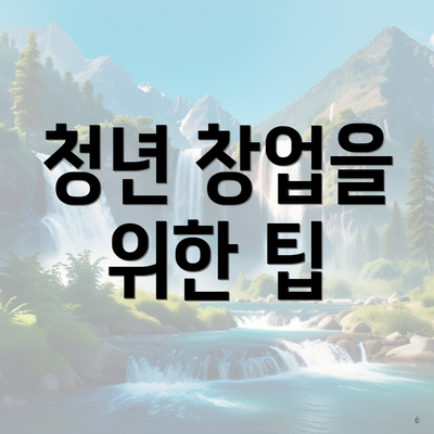 청년 창업을 위한 팁