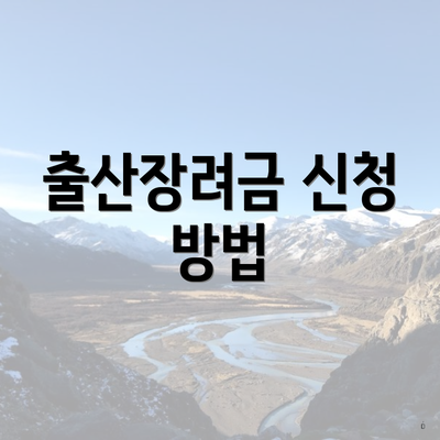 출산장려금 신청 방법