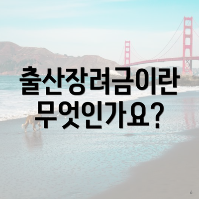 출산장려금이란 무엇인가요?
