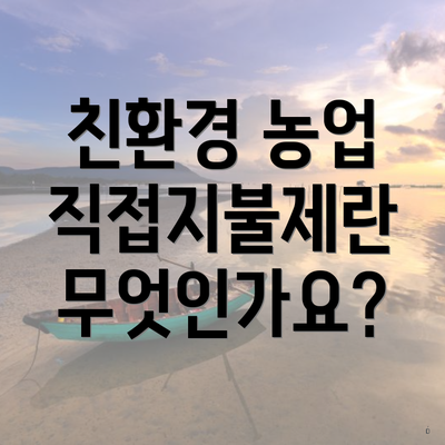 친환경 농업 직접지불제란 무엇인가요?