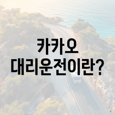 카카오 대리운전이란?