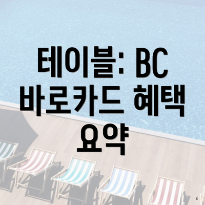 테이블: BC 바로카드 혜택 요약
