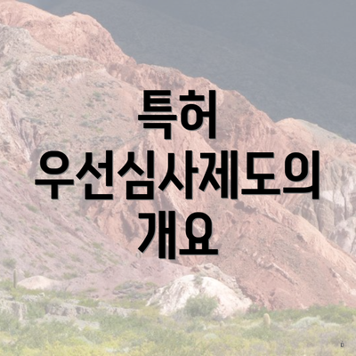 특허 우선심사제도의 개요