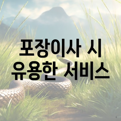 포장이사 시 유용한 서비스