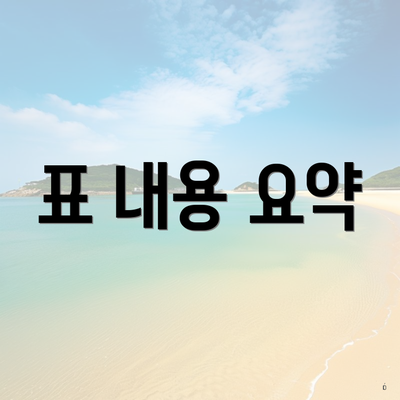 표 내용 요약