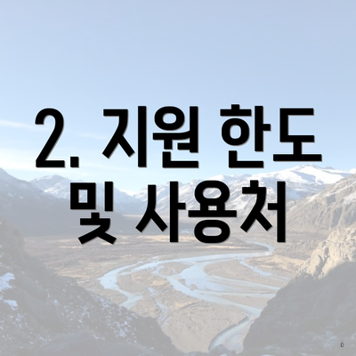 2. 지원 한도 및 사용처