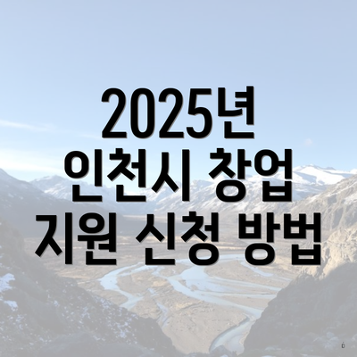 2025년 인천시 창업 지원 신청 방법