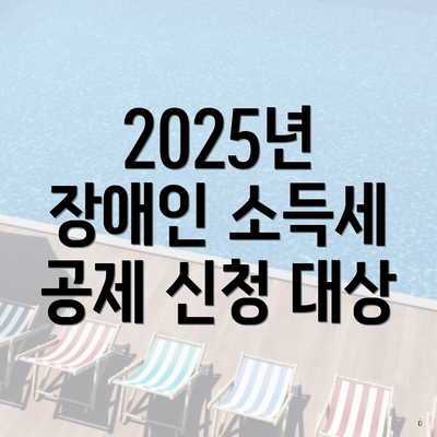 2025년 장애인 소득세 공제 신청 대상