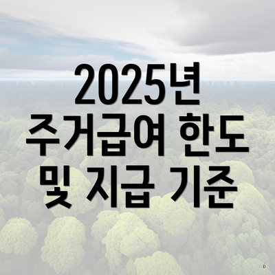 2025년 주거급여 한도 및 지급 기준