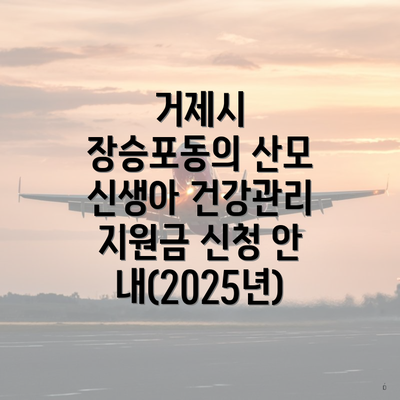 거제시 장승포동의 산모 신생아 건강관리 지원금 신청 안내(2025년)