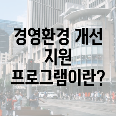 경영환경 개선 지원 프로그램이란?