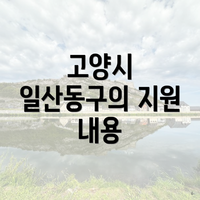 고양시 일산동구의 지원 내용