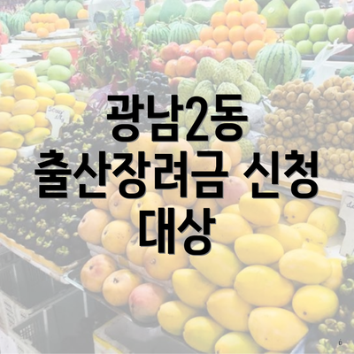 광남2동 출산장려금 신청 대상