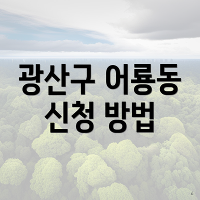 광산구 어룡동 신청 방법