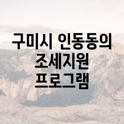 구미시 인동동의 조세지원 프로그램