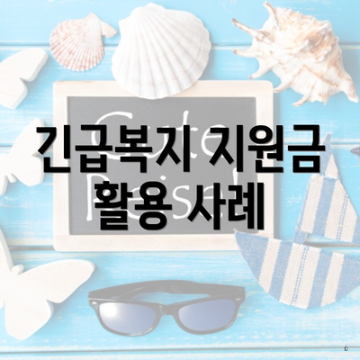 긴급복지 지원금 활용 사례