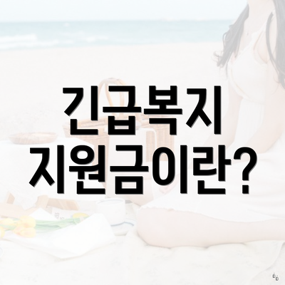 긴급복지 지원금이란?