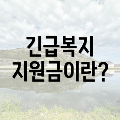 긴급복지 지원금이란?