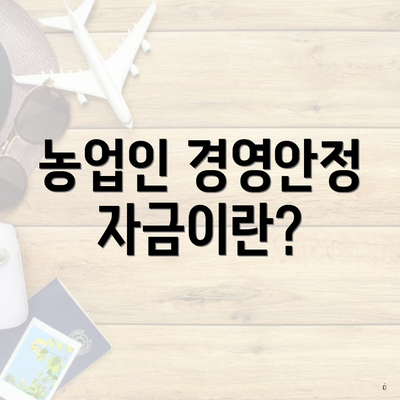농업인 경영안정자금이란?